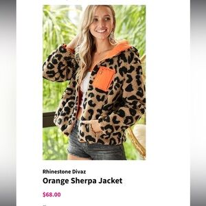 Cheetah and orange fuzzy jacket